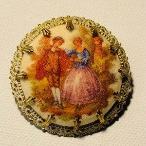 Vintage Western Germany Brooch with Couple